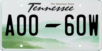 TN license plate A0060W