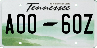 TN license plate A0060Z