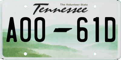 TN license plate A0061D