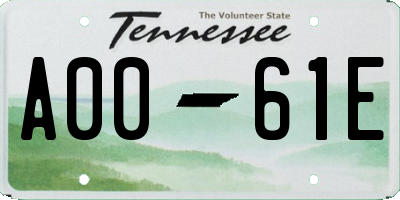 TN license plate A0061E