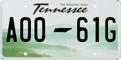 TN license plate A0061G