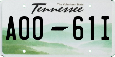 TN license plate A0061I