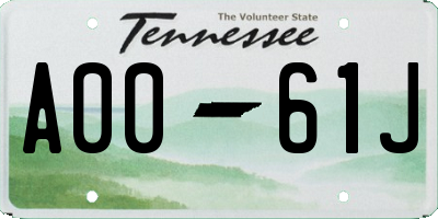 TN license plate A0061J