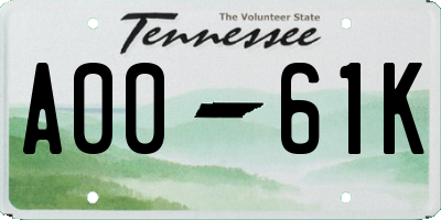 TN license plate A0061K