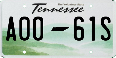 TN license plate A0061S