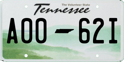 TN license plate A0062I