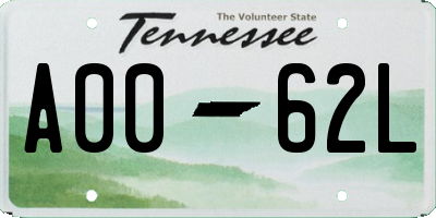 TN license plate A0062L