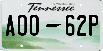 TN license plate A0062P