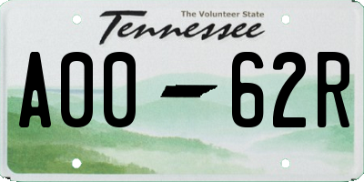 TN license plate A0062R