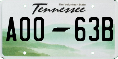 TN license plate A0063B