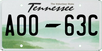 TN license plate A0063C