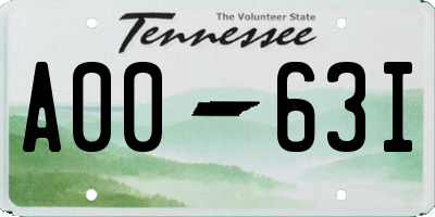 TN license plate A0063I