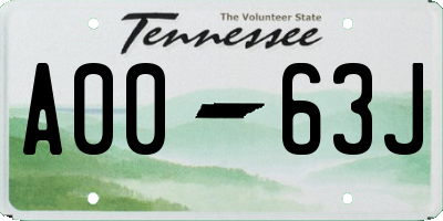 TN license plate A0063J