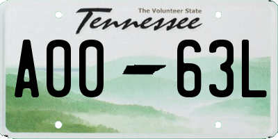 TN license plate A0063L