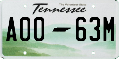 TN license plate A0063M