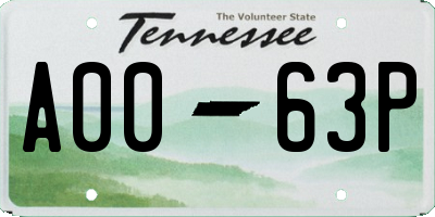 TN license plate A0063P