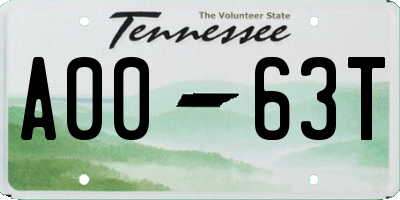 TN license plate A0063T