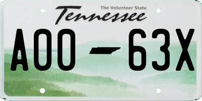TN license plate A0063X