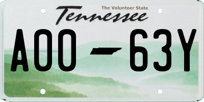 TN license plate A0063Y