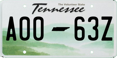 TN license plate A0063Z