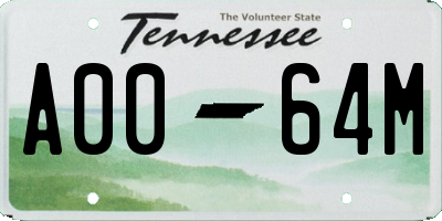 TN license plate A0064M