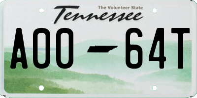 TN license plate A0064T