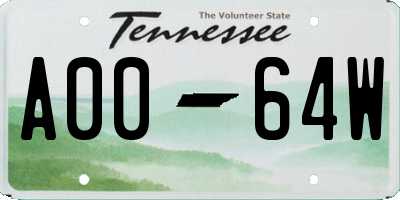 TN license plate A0064W