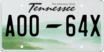 TN license plate A0064X