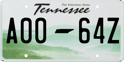 TN license plate A0064Z