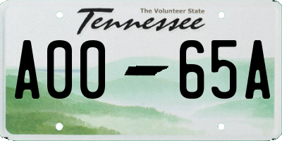 TN license plate A0065A