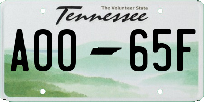 TN license plate A0065F