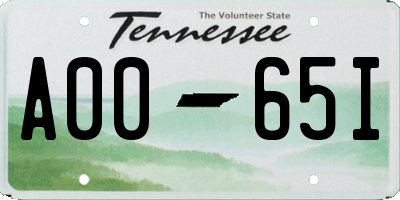 TN license plate A0065I