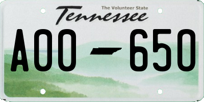 TN license plate A0065O