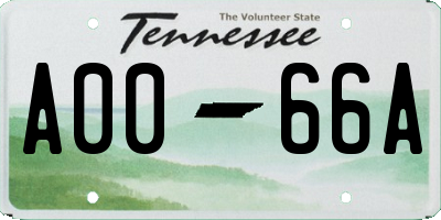 TN license plate A0066A
