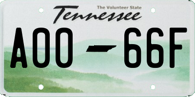 TN license plate A0066F