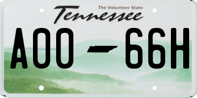 TN license plate A0066H