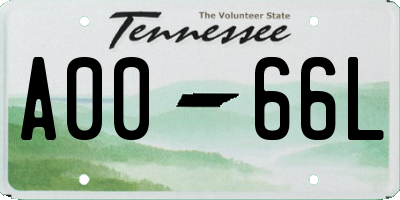 TN license plate A0066L