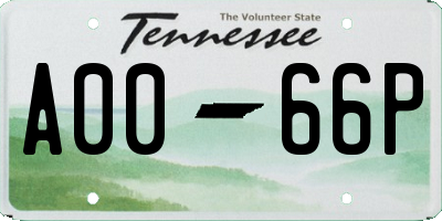 TN license plate A0066P