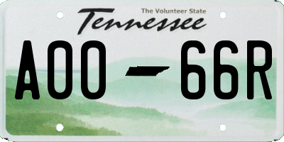 TN license plate A0066R