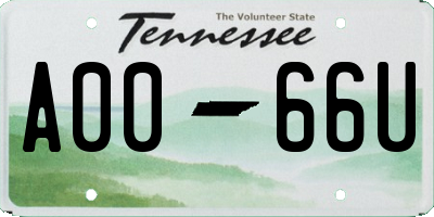 TN license plate A0066U