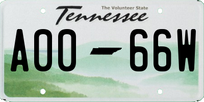 TN license plate A0066W