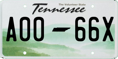 TN license plate A0066X