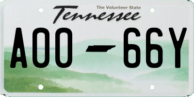 TN license plate A0066Y