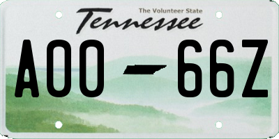 TN license plate A0066Z