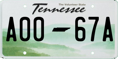 TN license plate A0067A