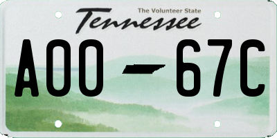 TN license plate A0067C