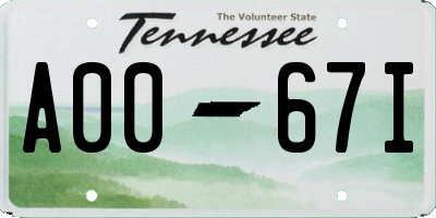 TN license plate A0067I