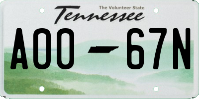 TN license plate A0067N