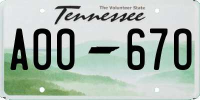 TN license plate A0067O