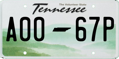 TN license plate A0067P